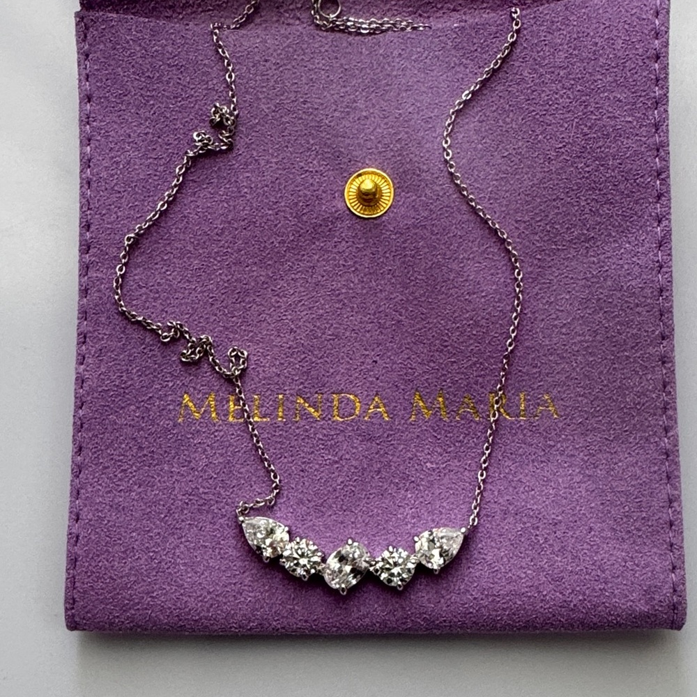 Melinda Maria Silver Necklace With Five Sparkling Diamondettes